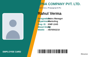 Teal Diagonal employee ID card design