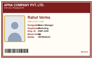 Maroon Classic employee ID card design