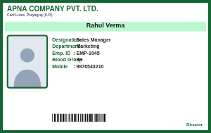 Govt Green employee ID card design