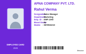 Purple Strip employee ID card design