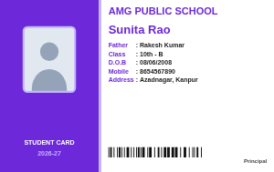 Purple Strip school ID card design