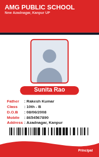 Red Header school ID card design