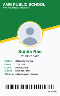 Green Circle school ID card design