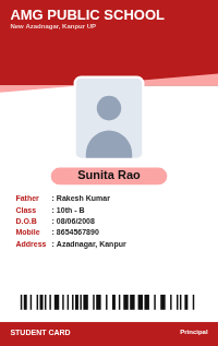 Red Rounded school ID card design